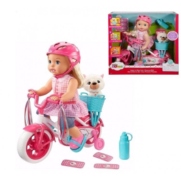 Veľká bábika s bicyklom a psíkom 35 cm 